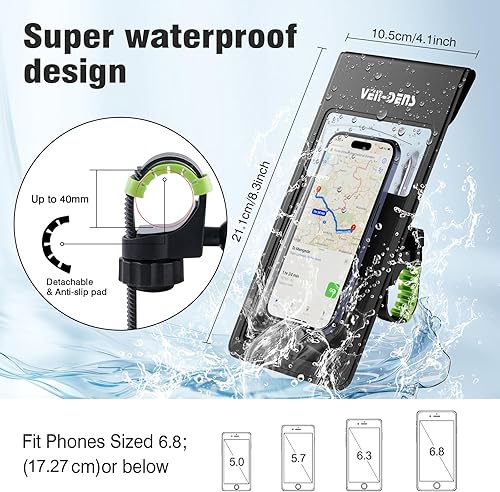 VEN‑DENS – Support Téléphone Étanche avec Écran Tactile pour Moto/Vélo – Anti‑Choc + Charge Intégrée