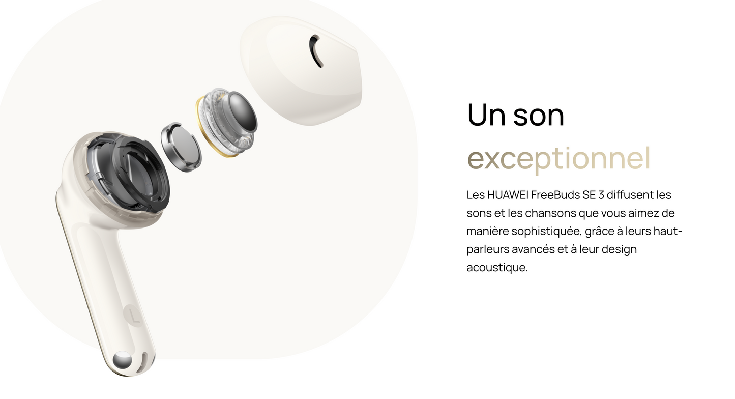 Casque d’origine HUAWEI FreeBuds SE 3 – 42h de lecture, charge rapide, connexion BT 5.4, compatible iOS et Android