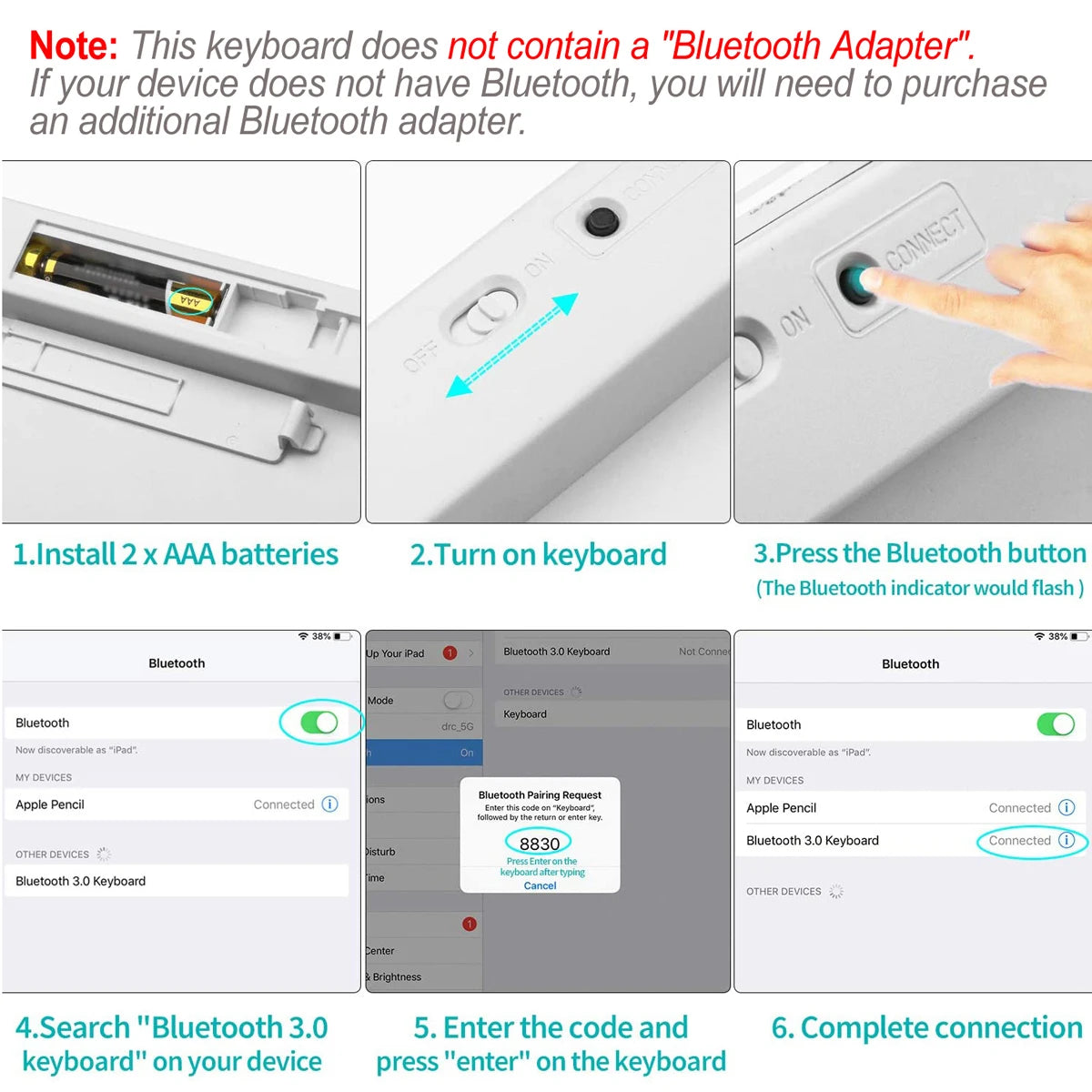 Clavier Bluetooth portable sans fil fin