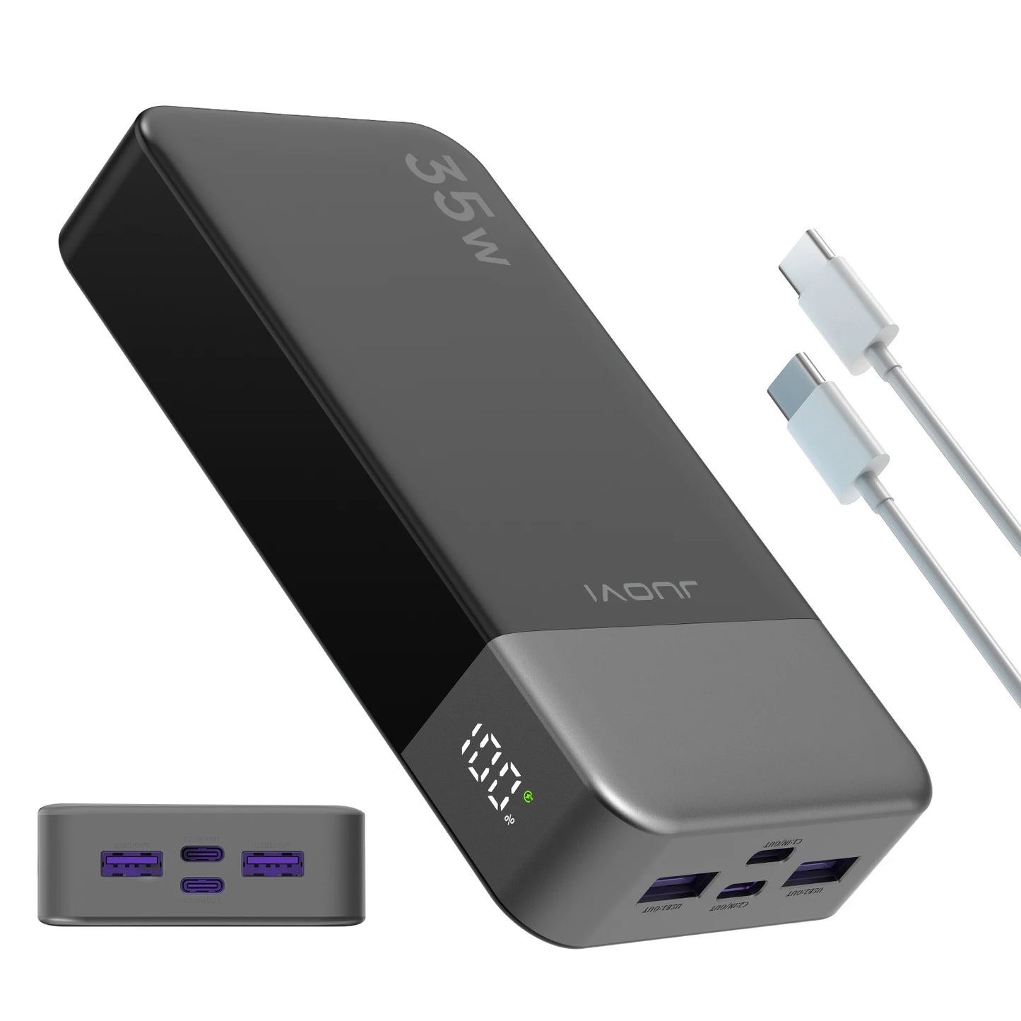 JUOVI Powerbank 20000mAh – Chargeur 35W PD3.0 QC4.0 avec Écran LED