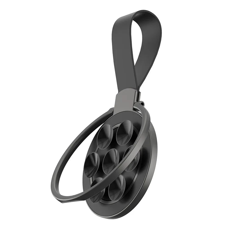 Support Magnétique 2‑en‑1 avec Anneau & Ventouse Silicone – Compatible iPhone / MagSafe