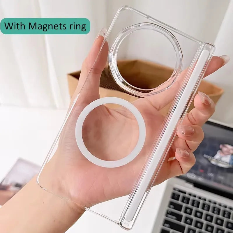 Coque Transparente Magnétique avec Protection de Charnière Compatible MagSafe pour Honor Magic V6 / V5 / V3