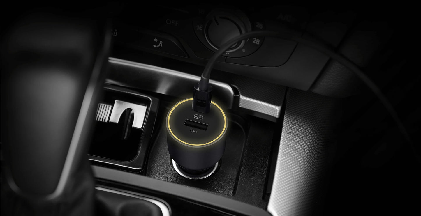Chargeur voiture Xiaomi 67W avec double port USB‑A & Type‑C. Charge ultra‑rapide