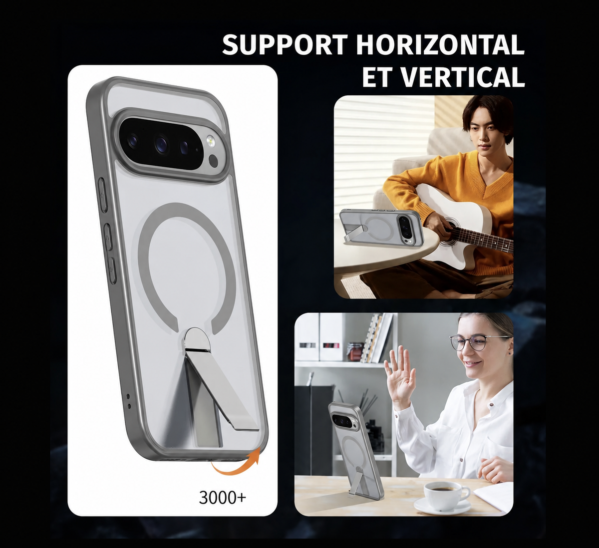 Coque Magnétique avec Support pour Google Pixel 11, 10 et 9