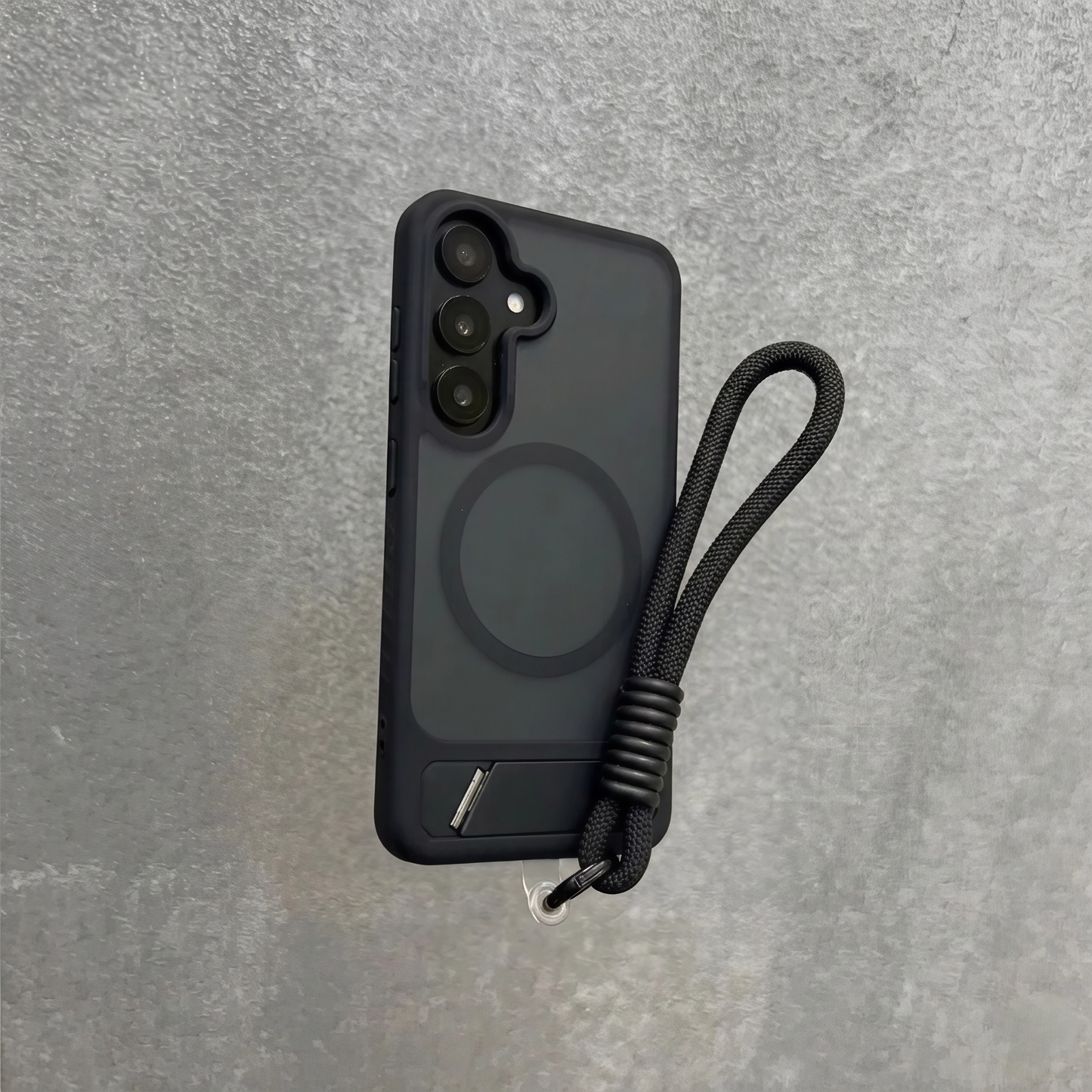 Coque magnétique translucide mate avec support invisible et dragonne pour Samsung S26 / S25 / S24 / S23 (Ultra / Plus / FE / Standard)