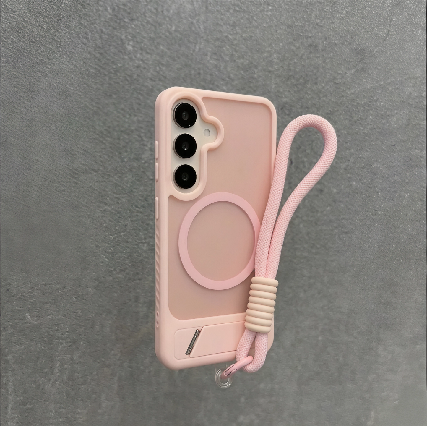 Coque magnétique translucide mate avec support invisible et dragonne pour Samsung S26 / S25 / S24 / S23 (Ultra / Plus / FE / Standard)