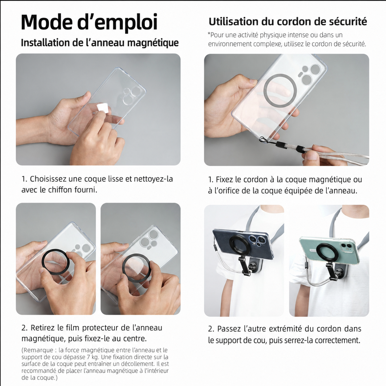 Support de Cou Magnétique TELESIN pour Smartphone – Vidéo POV Mains Libres