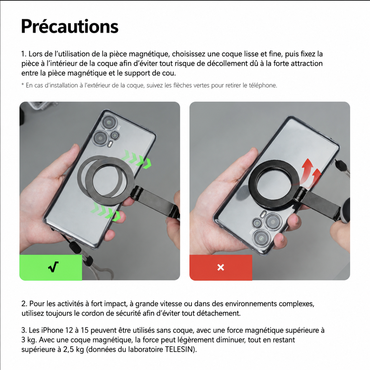 Support de Cou Magnétique TELESIN pour Smartphone – Vidéo POV Mains Libres