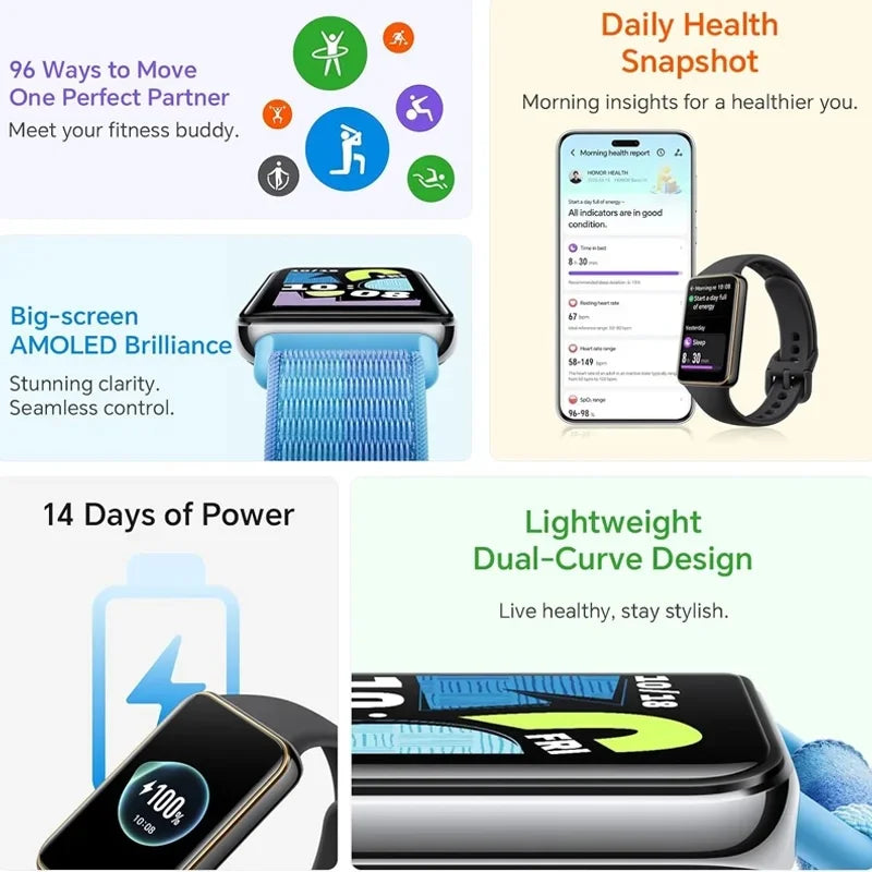 HONOR Band AMOLED 1.57" | Bracelet Connecté Santé & Fitness