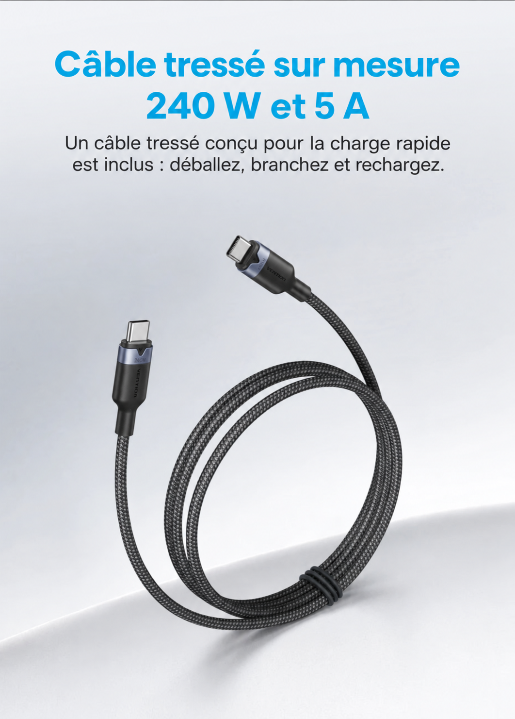 Chargeur Vention Dash Pro 140W GaN 5.0 avec écran intelligent