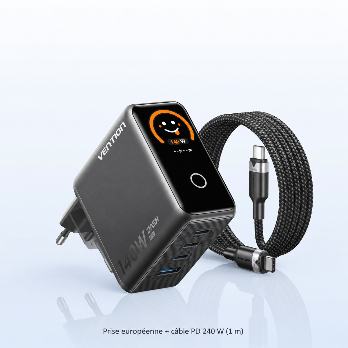 Chargeur Vention Dash Pro 140W GaN 5.0 avec écran intelligent