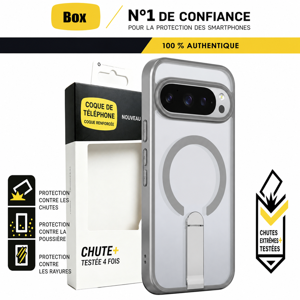 Coque Magnétique avec Support pour Google Pixel 11, 10 et 9