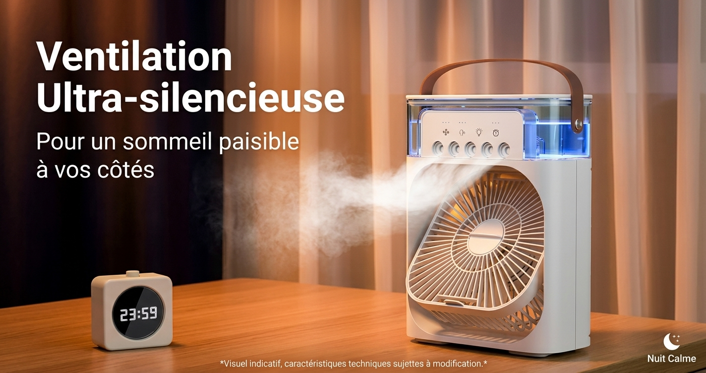OIMG – Ventilateur Portable 3‑en‑1, Mini Climatiseur, Humidificateur & Veilleuse LED pour Maison et Bureau