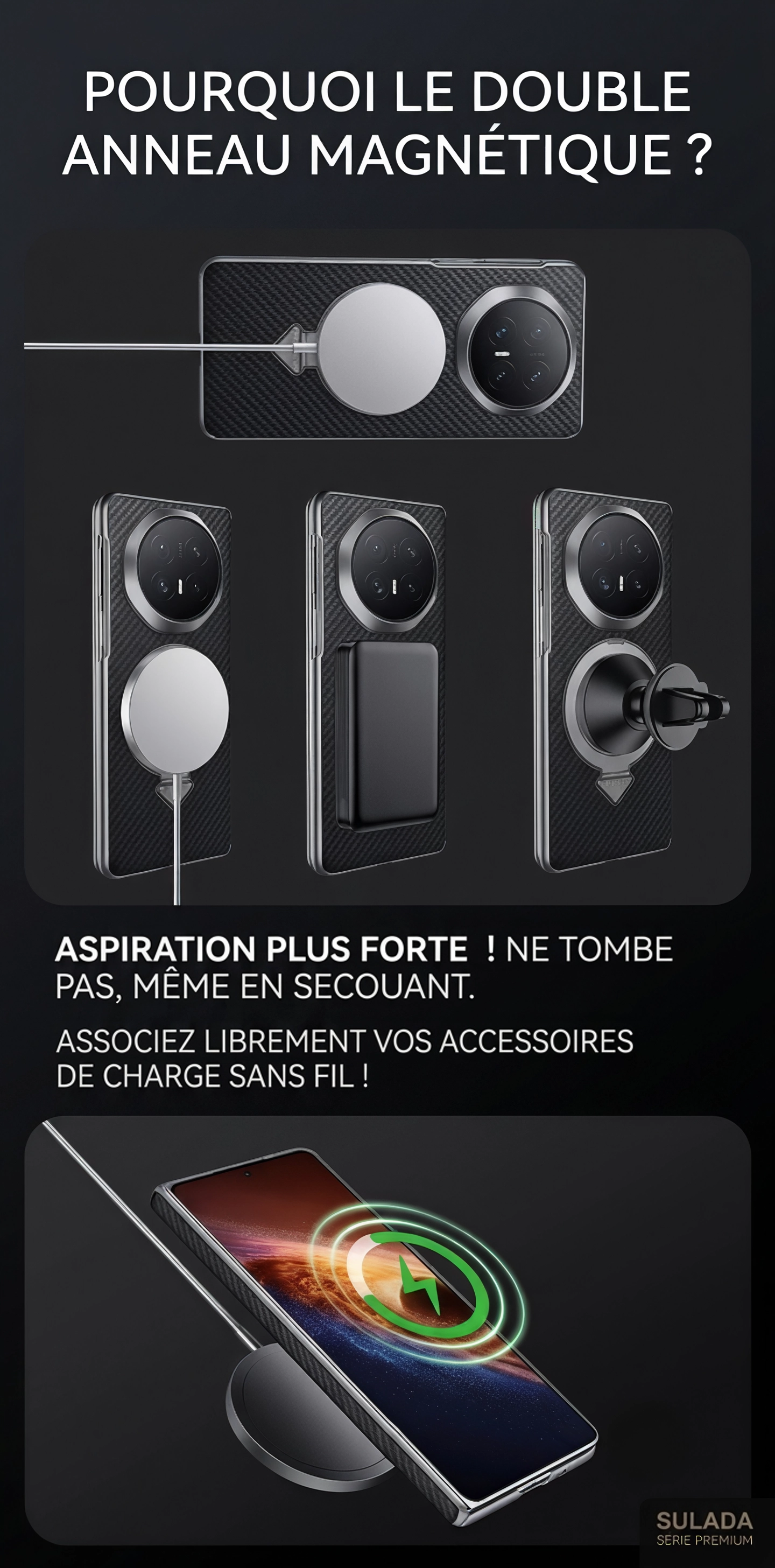Coque Magnétique Kevlar Compatible MagSafe avec Support Intégré – Protection Antichoc pour Honor Magic V6 / V5