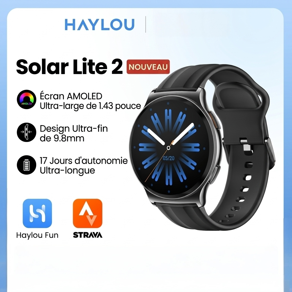 Haylou Solar Lite 2 – Montre Connectée AMOLED 1,43"