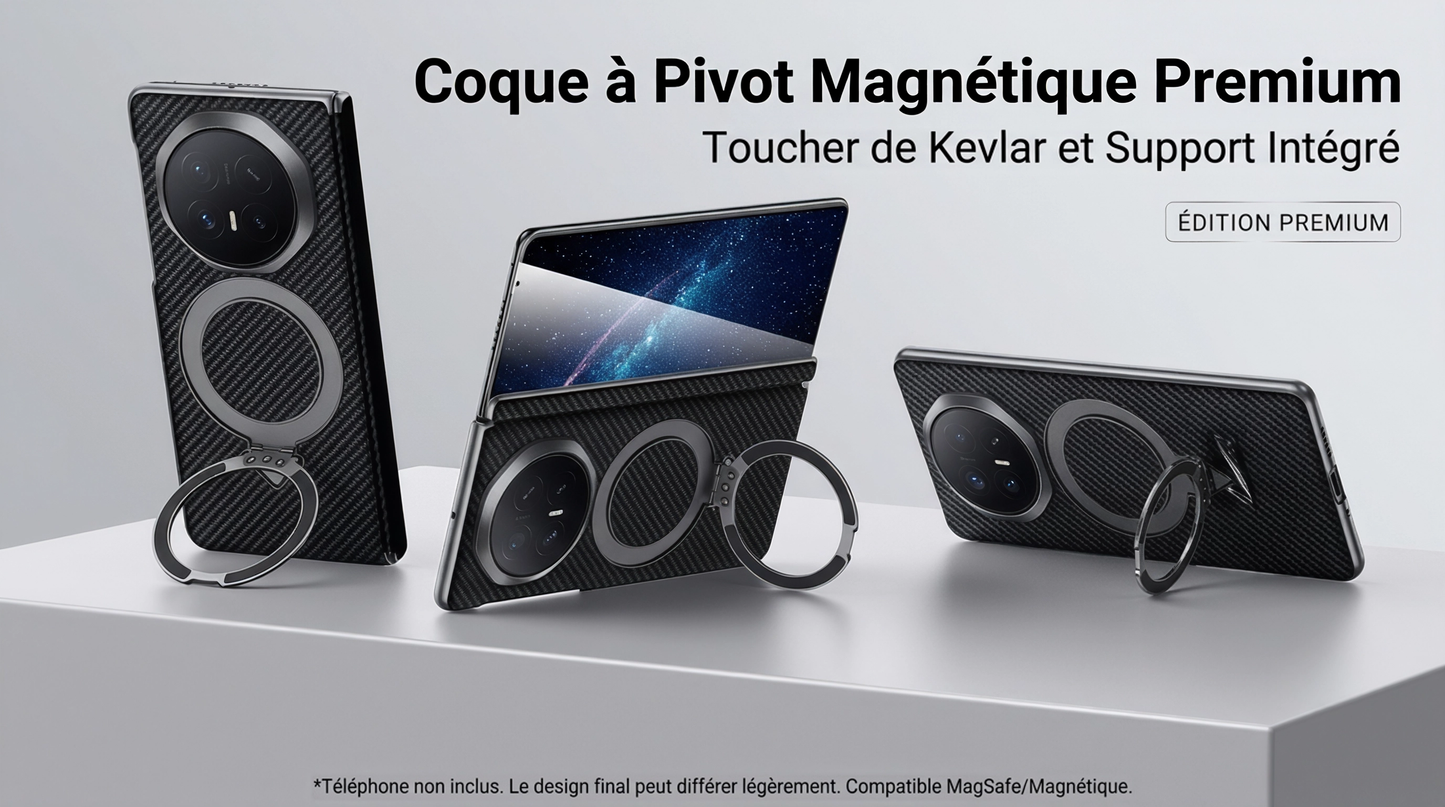 Coque Magnétique Kevlar Compatible MagSafe avec Support Intégré – Protection Antichoc pour Honor Magic V6 / V5