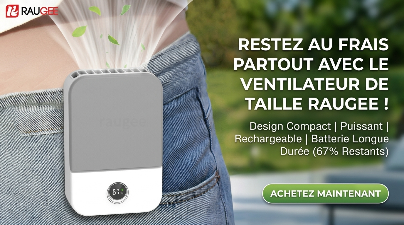 Mini ventilateur de cou portable sans lame, refroidisseur d'air, USB, 2000mAh, 3 vitesses