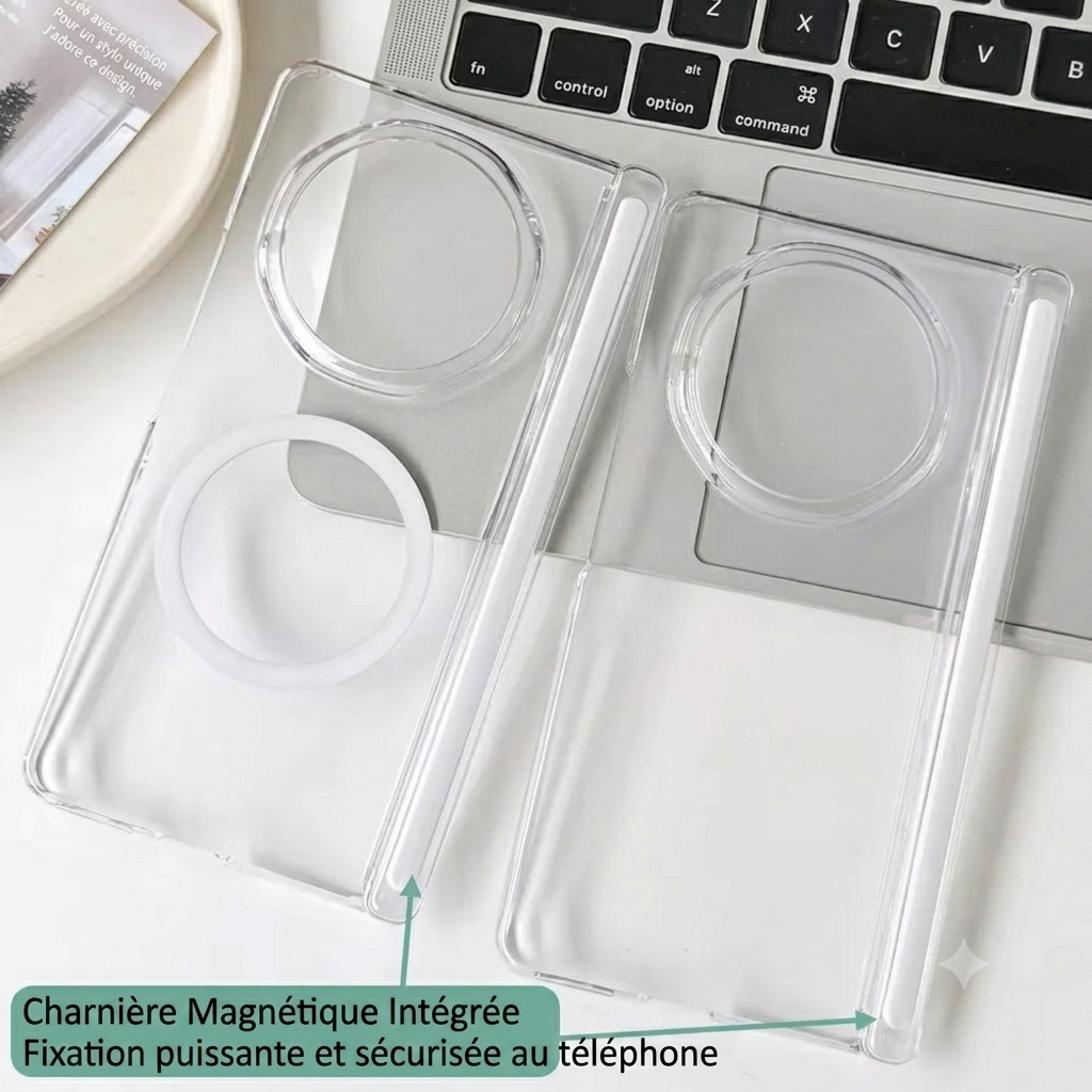 Coque Transparente Magnétique avec Protection de Charnière Compatible MagSafe pour Honor Magic V6 / V5 / V3