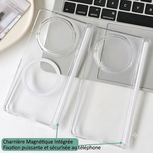 Coque Transparente Magnétique avec Protection de Charnière Compatible MagSafe pour Honor Magic V6 / V5 / V3