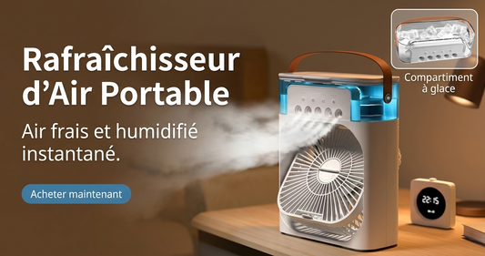 OIMG – Ventilateur Portable 3‑en‑1, Mini Climatiseur, Humidificateur & Veilleuse LED pour Maison et Bureau