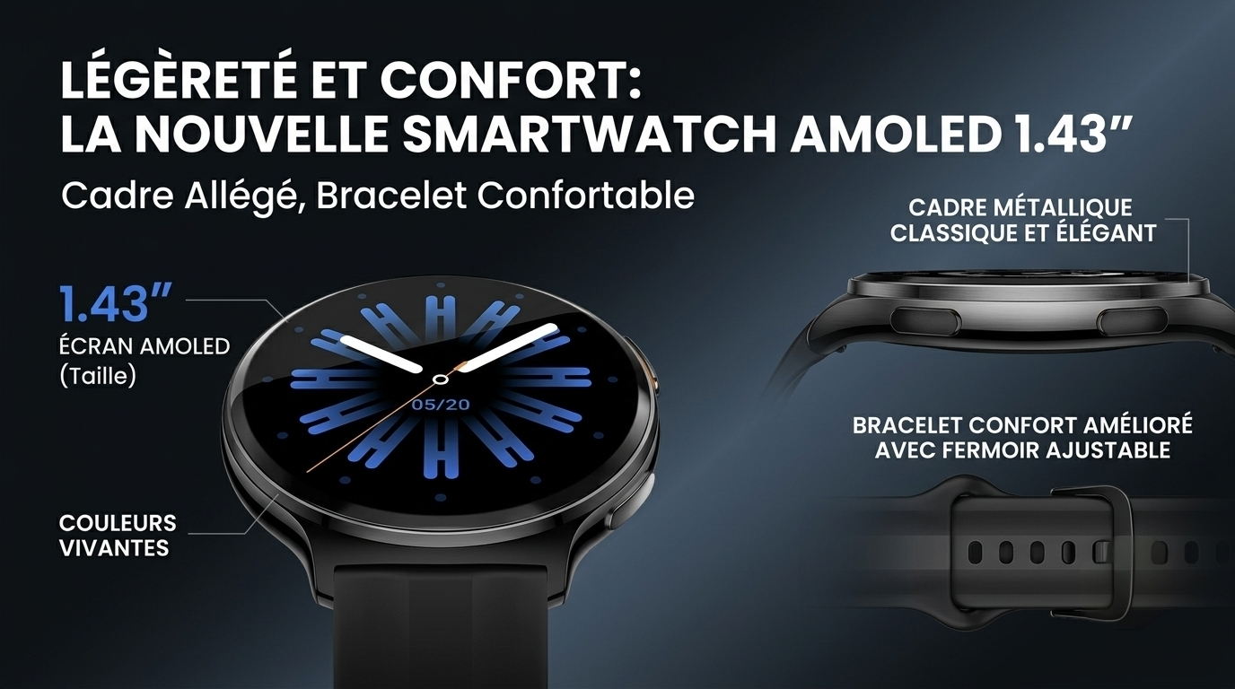 Haylou Solar Lite 2 – Montre Connectée AMOLED 1,43"
