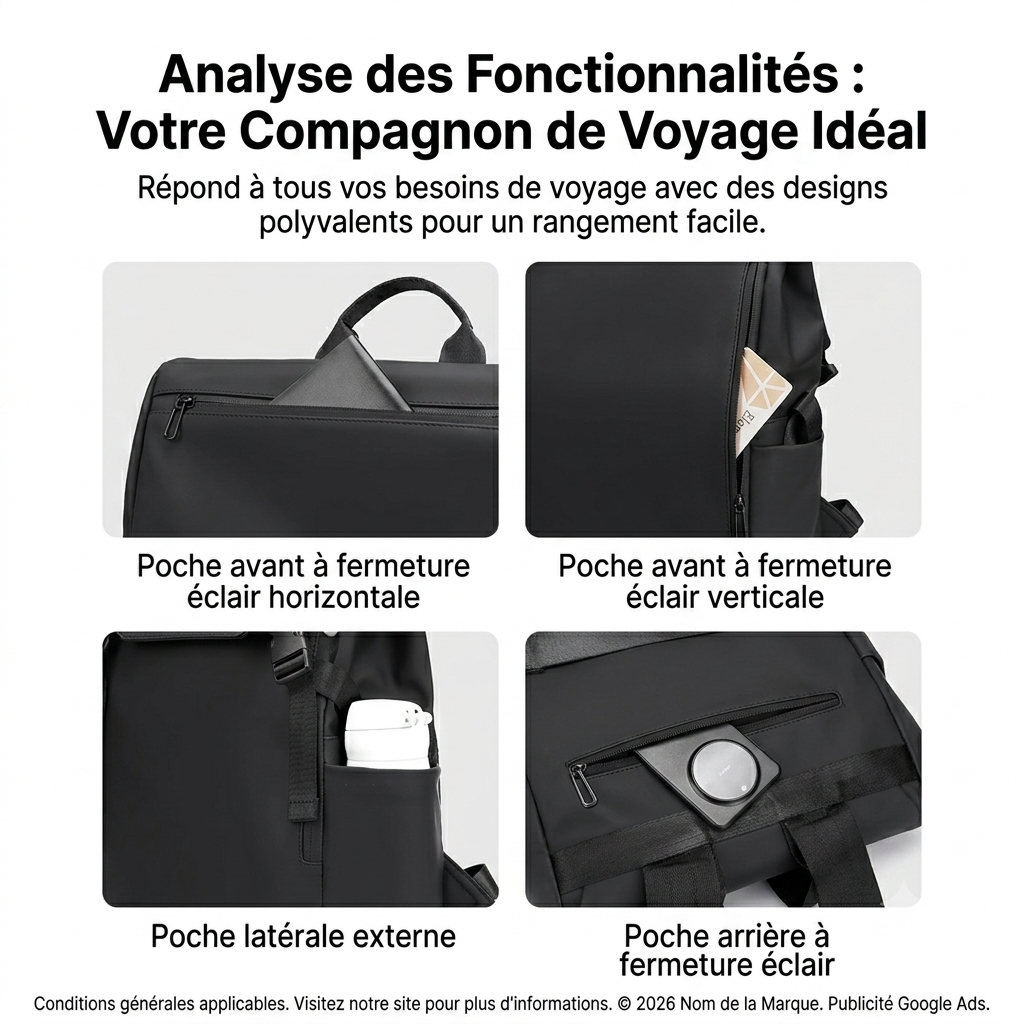 Sac à Dos 16 Pouces pour Ordinateur Portable  20-35L – Oxford Résistant pour Travail, Voyage & Quotidien