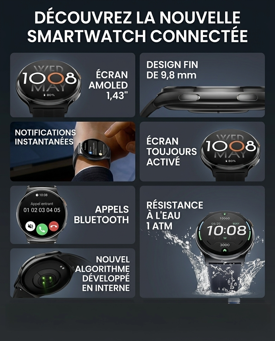 Haylou Solar Lite 2 – Montre Connectée AMOLED 1,43"