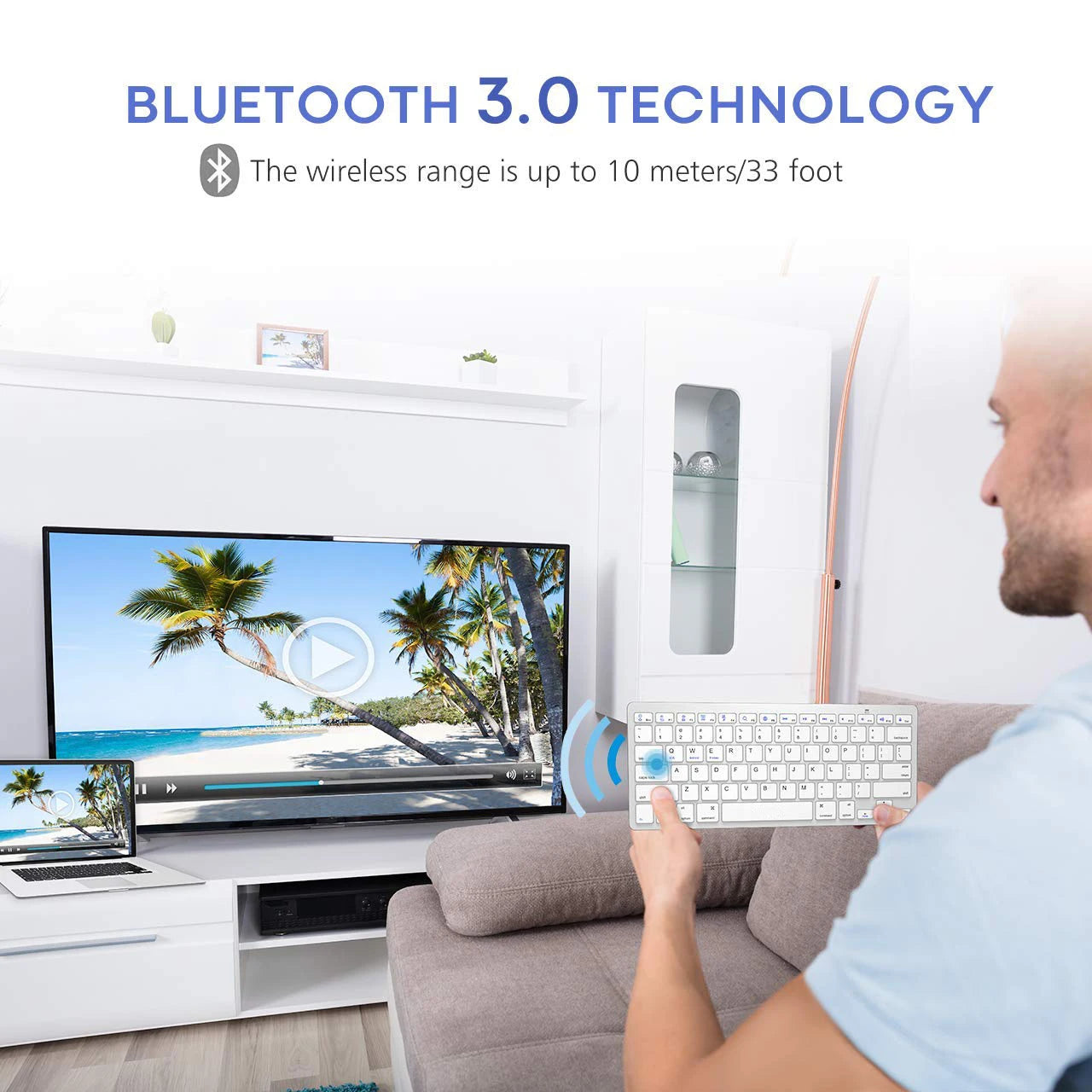 Clavier Bluetooth portable sans fil fin