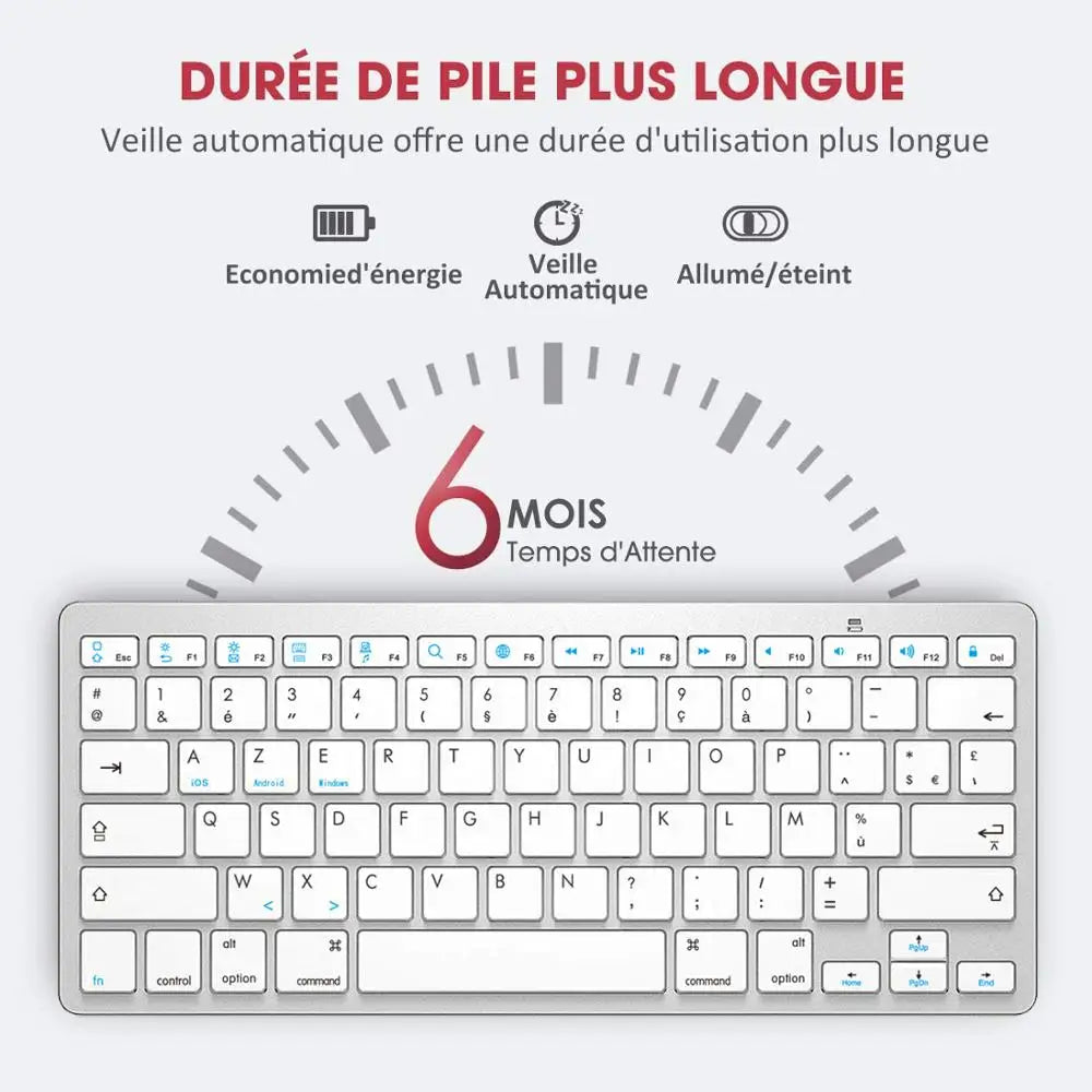 Clavier Bluetooth portable sans fil fin