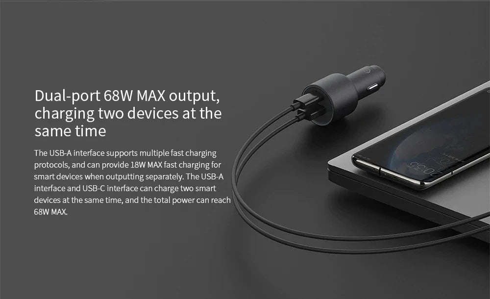 Chargeur voiture Xiaomi 100W Max avec charge ultra‑rapide USB‑C et USB‑A
