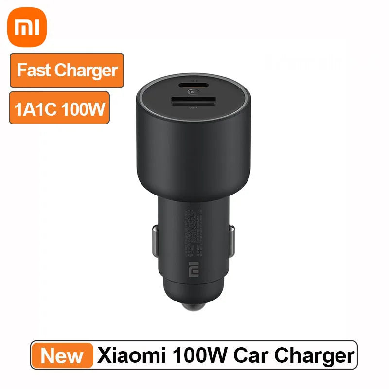 Chargeur voiture Xiaomi 100W Max avec charge ultra‑rapide USB‑C et USB‑A