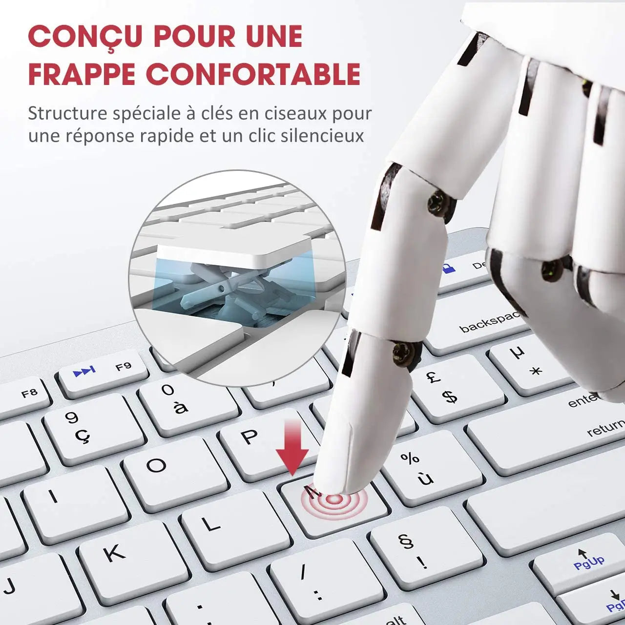 Clavier Bluetooth portable sans fil fin