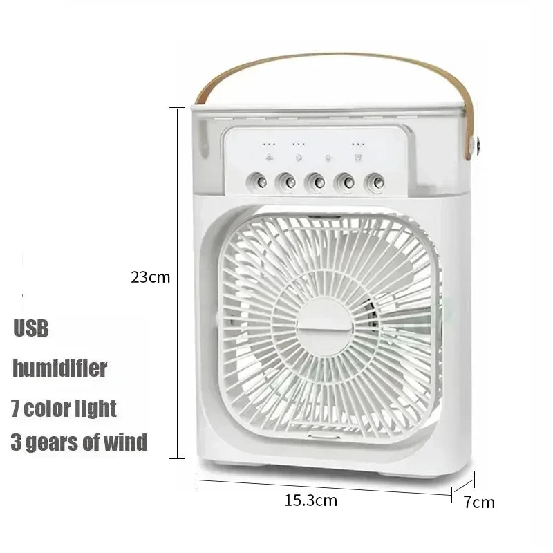 OIMG – Ventilateur Portable 3‑en‑1, Mini Climatiseur, Humidificateur & Veilleuse LED pour Maison et Bureau