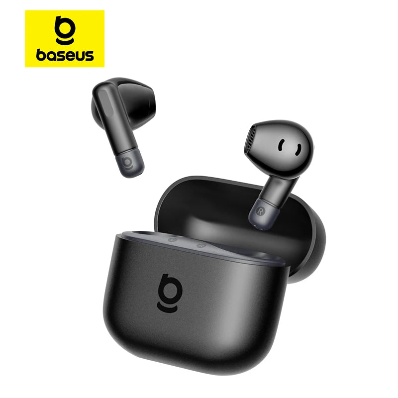Baseus Bass BS2 Lite – Écouteurs Bluetooth TWS 6.0 semi‑intra‑auriculaires avec 2 micros AI ENC, 40h d’autonomie, IP55 et SuperBass