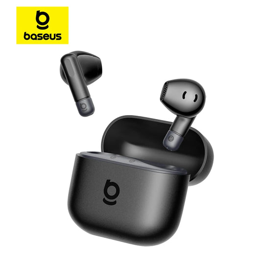 Baseus Bass BS2 Lite – Écouteurs Bluetooth TWS 6.0 semi‑intra‑auriculaires avec 2 micros AI ENC, 40h d’autonomie, IP55 et SuperBass