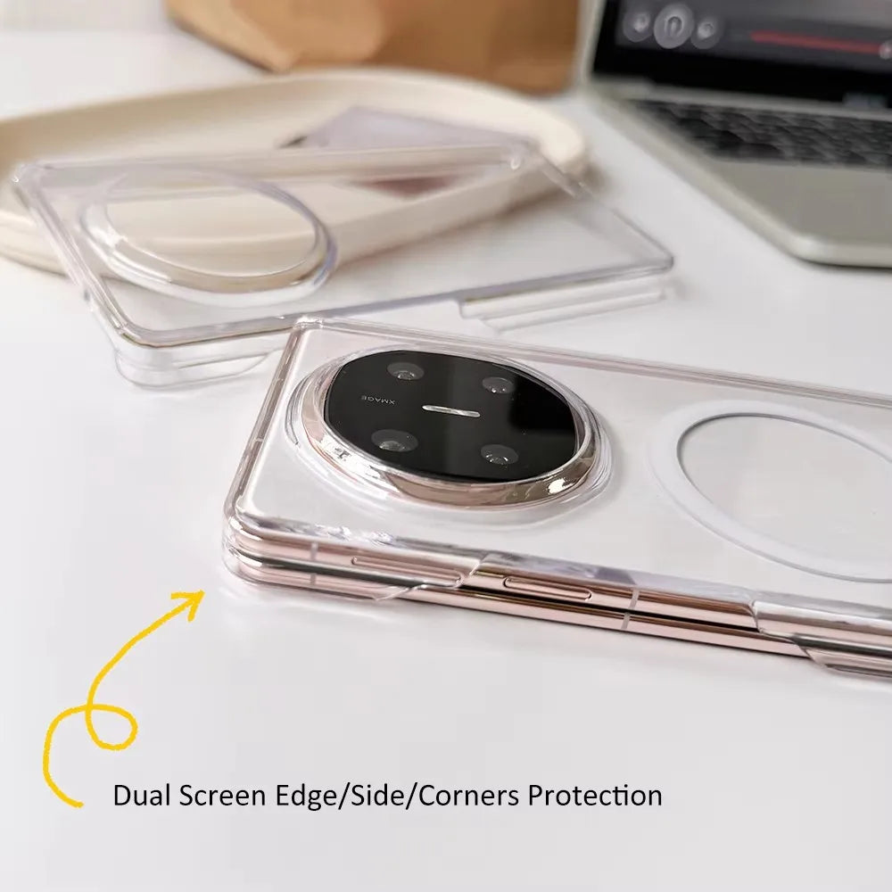 Coque Transparente Magnétique avec Protection de Charnière Compatible MagSafe pour Honor Magic V6 / V5 / V3