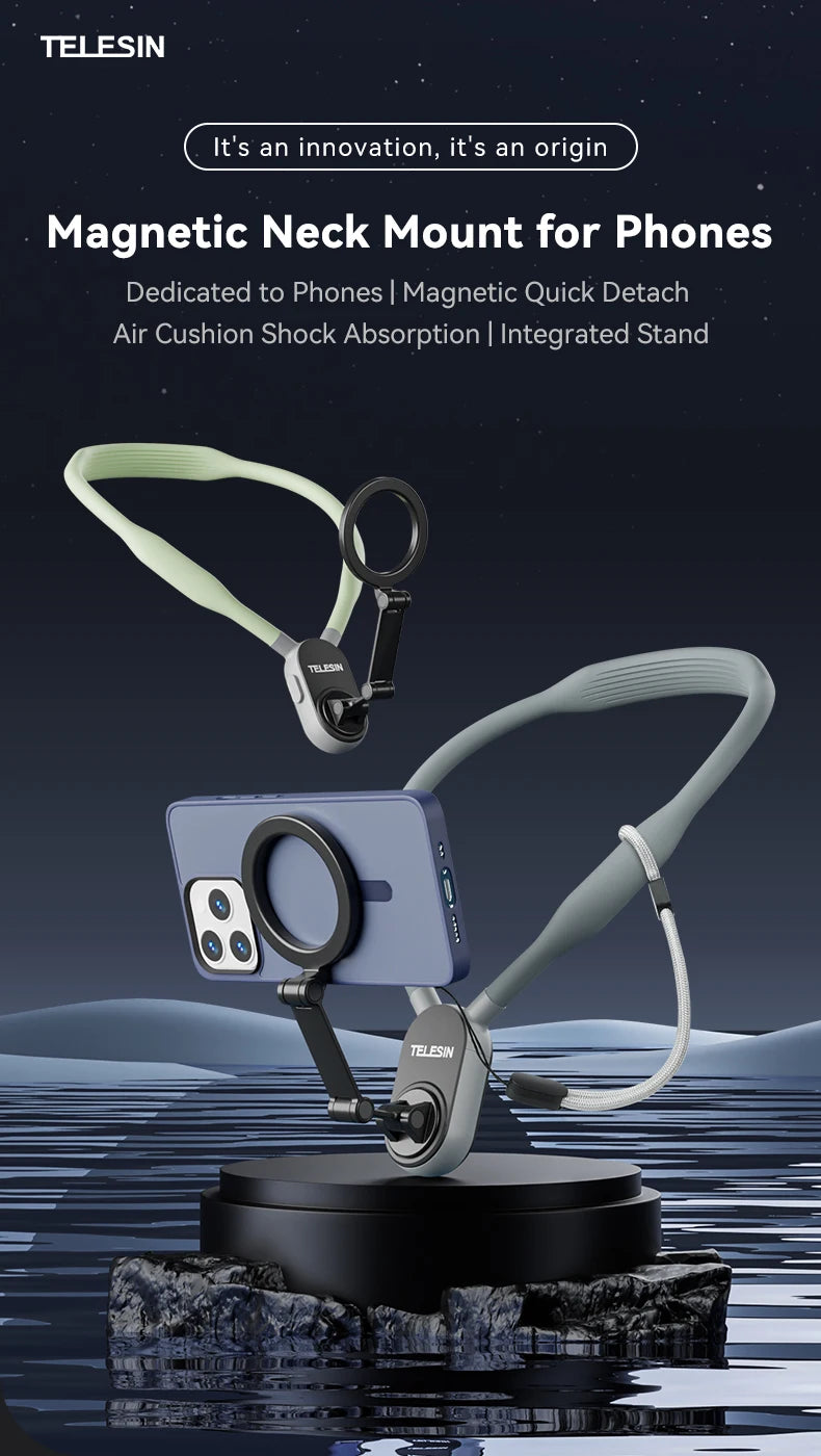 Support de Cou Magnétique TELESIN pour Smartphone – Vidéo POV Mains Libres