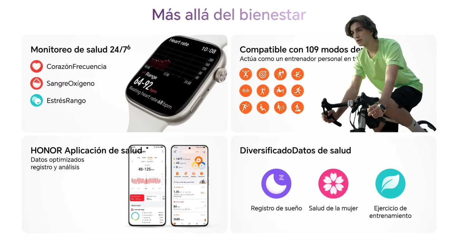 HONOR Smartwatch AMOLED 1,97" – Appels Bluetooth & Suivi Santé 24/7