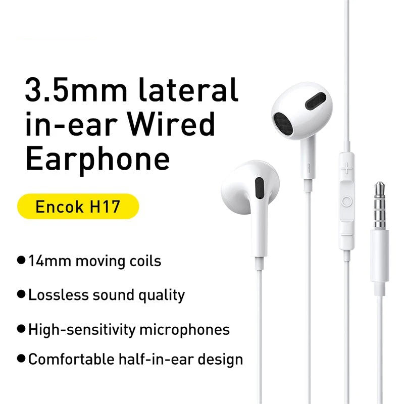 Écouteurs filaires Baseus H17 3,5 mm avec microphone