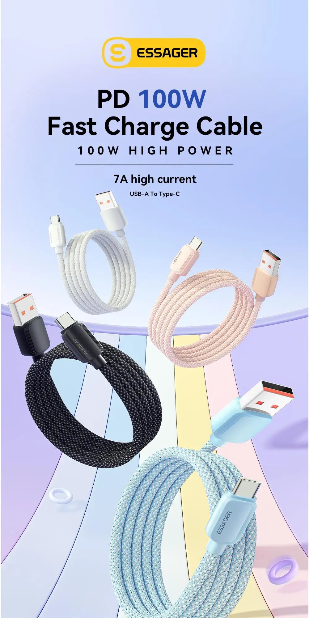 Câble ESSAGER 7A 100W USB A - Type‑C