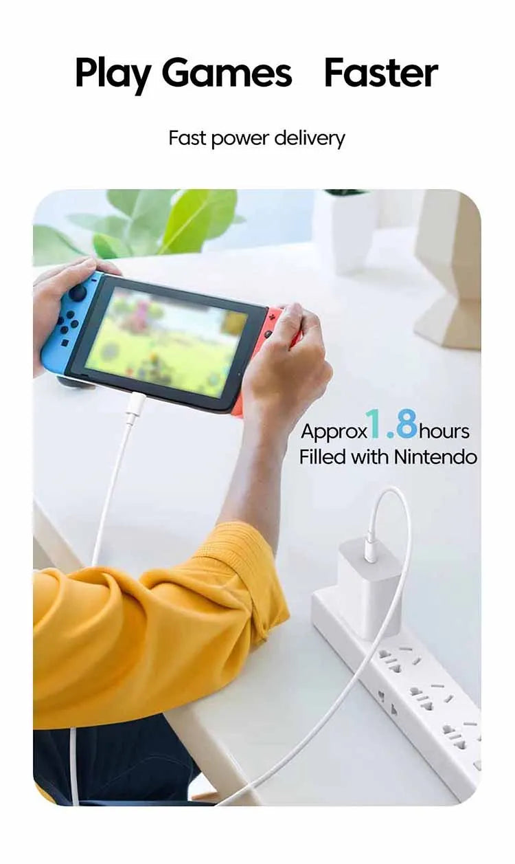 Chargeur OLAF rapide 40W Avec deux sorties USB‑C‑C PD QC3.0 avec câble Type‑C vers Type‑C
