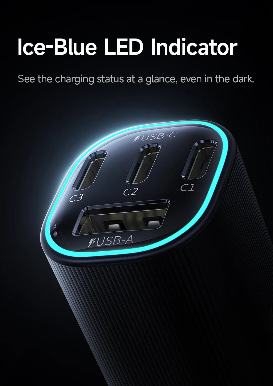 Baseus PrimeTrip VP2 – Chargeur Voiture Magnétique 160W, 3 USB-C + USB-A