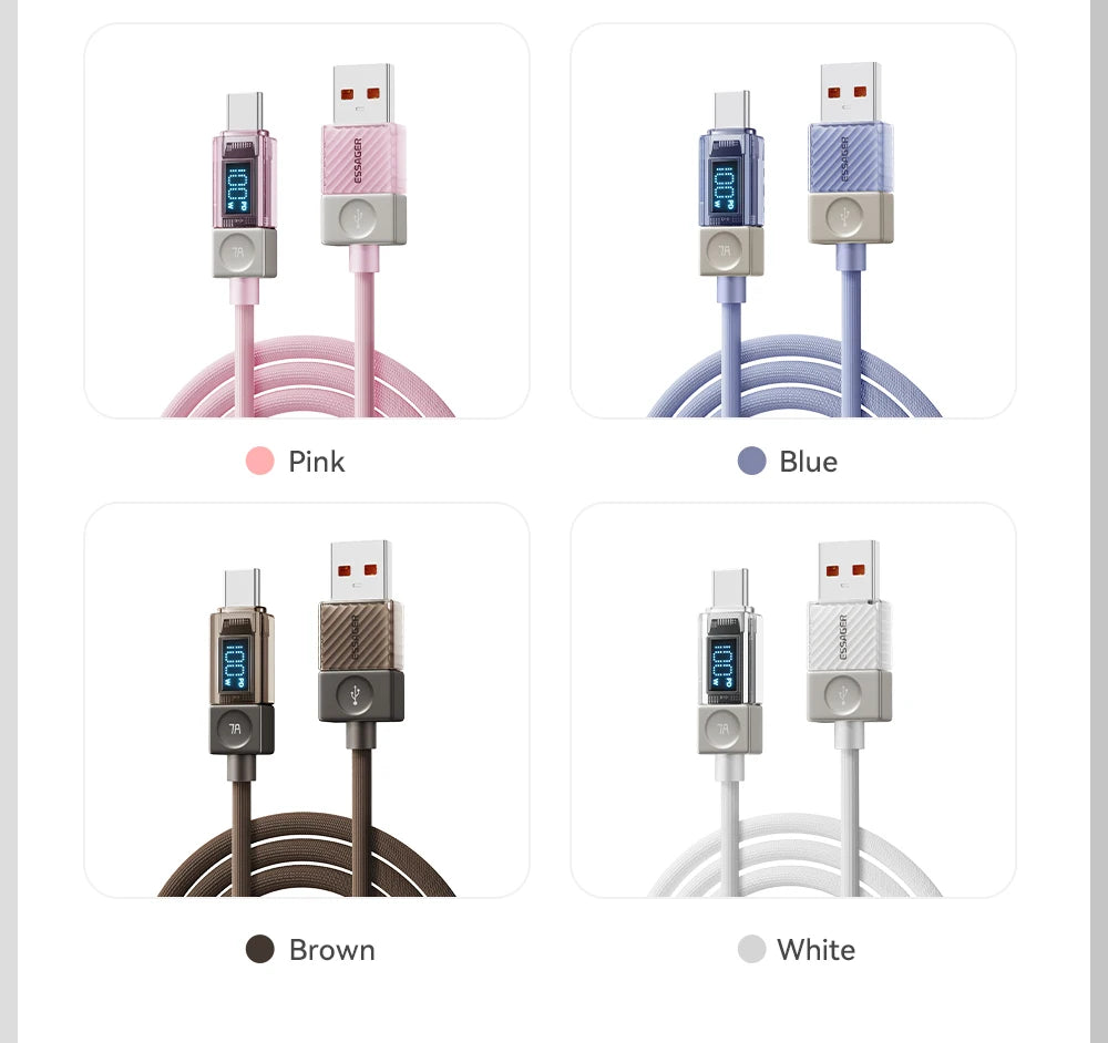 Câble USB‑C ESSAGER Version Haute Qualité & Originale 240W et 100W
