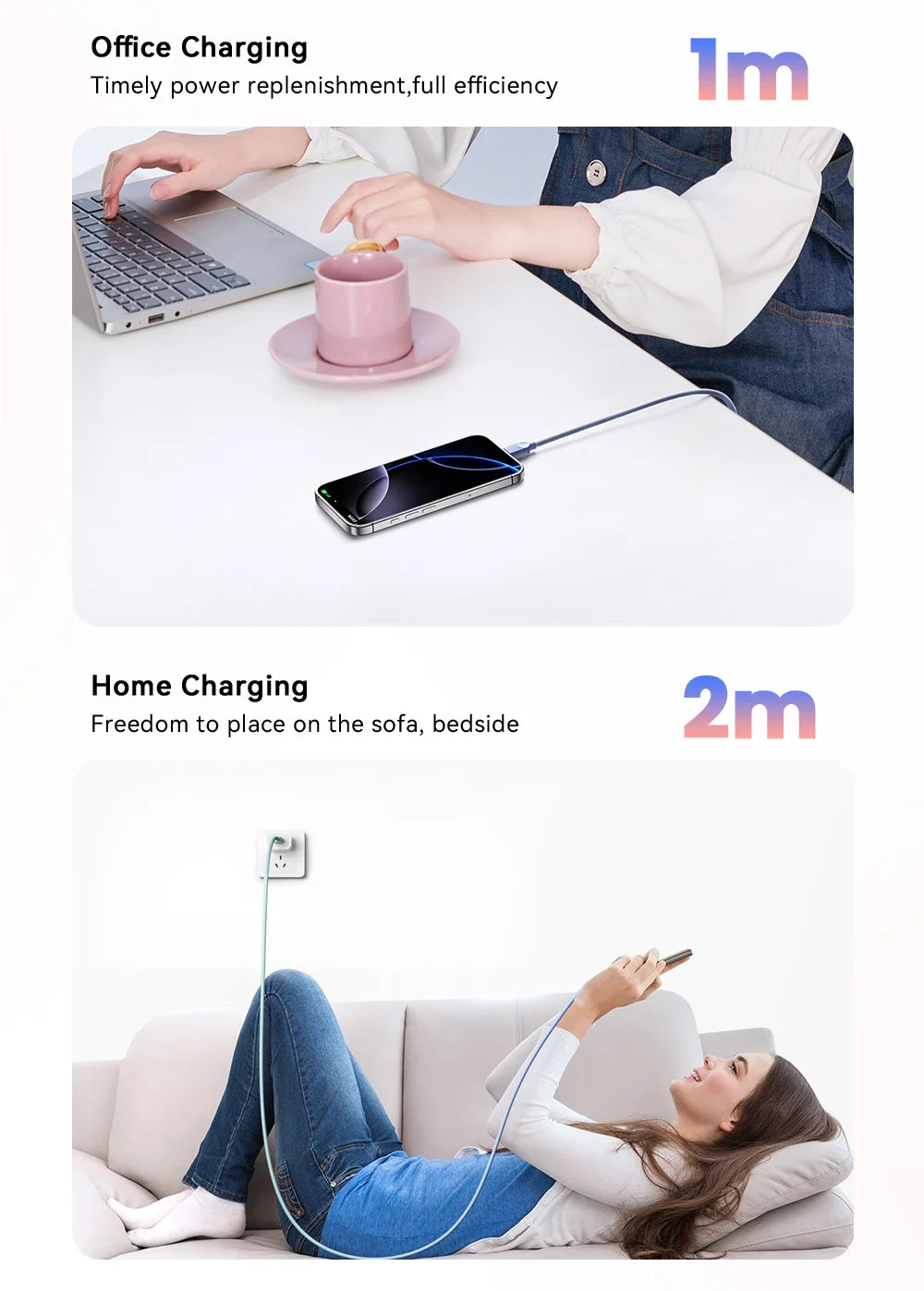 Câble Essager 29W Type‑C vers Lightning Macaron Charge Rapide