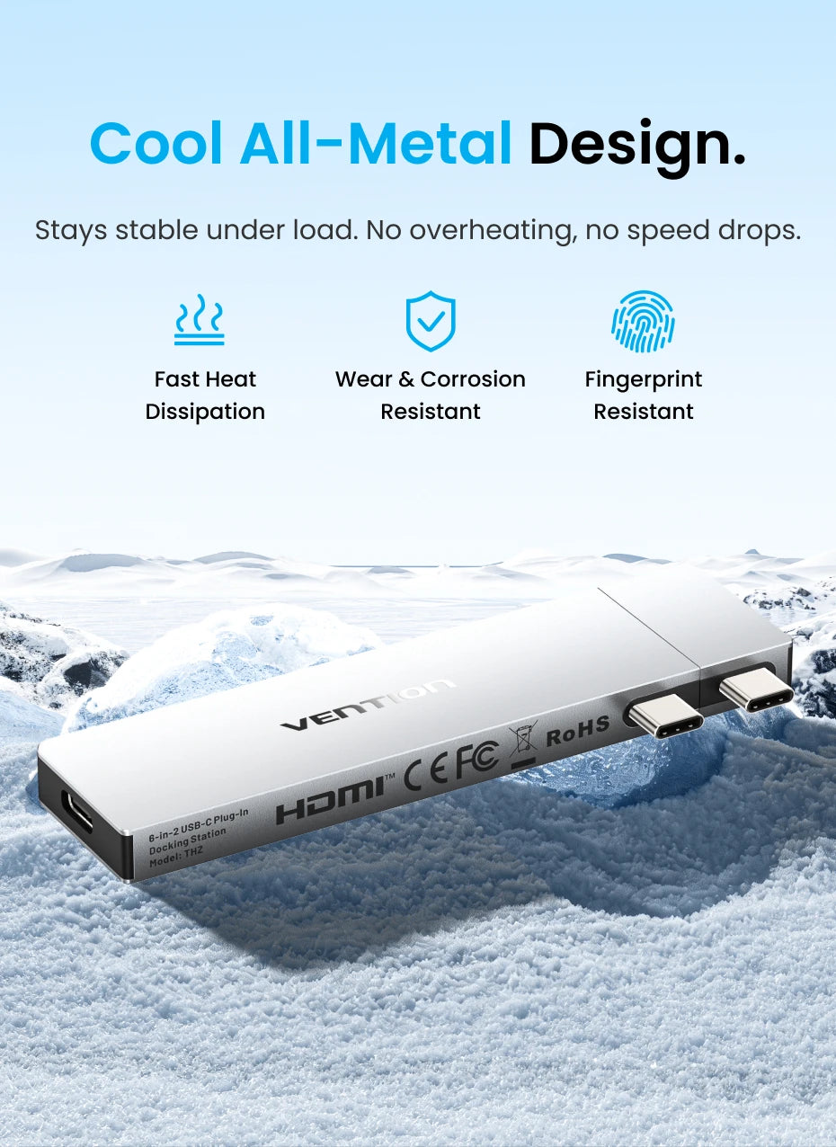Vention USB‑C Plug‑in HUB – Thunderbolt 4, 6 Ports, Compatible Mac/iPhone/Windows