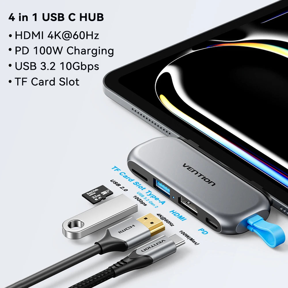Vention USB‑C Plug‑in HUB – Thunderbolt 4, 6 Ports, Compatible Mac/iPhone/Windows