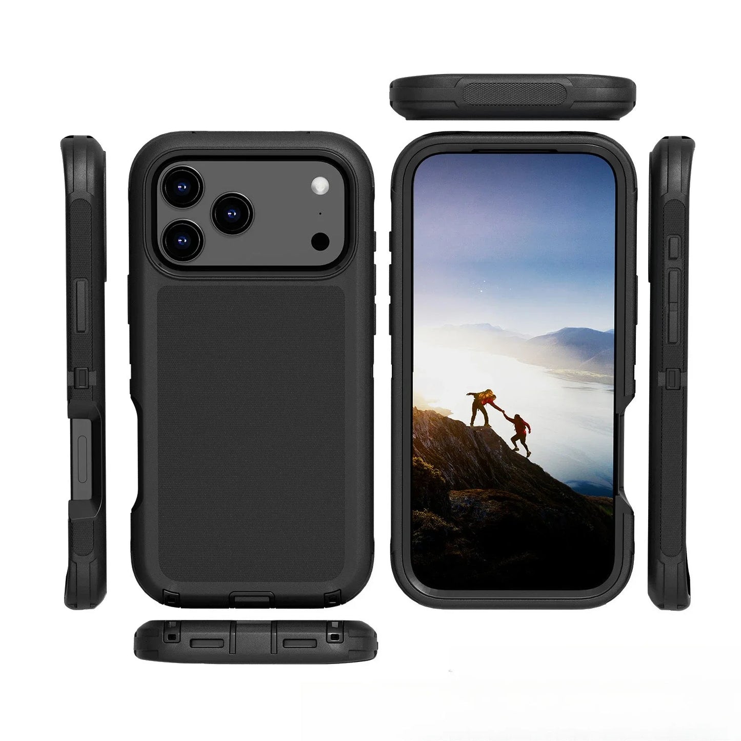 Étui Blindé Antichoc Bicolore avec Clip de Ceinture – Protection Renforcée pour iPhone 13 à 17 Air
