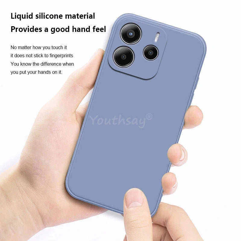 Coque en silicone liquide unie pour Xiaomi – Protection anti‑chute pour Redmi Note 14 / 14 Pro Plus