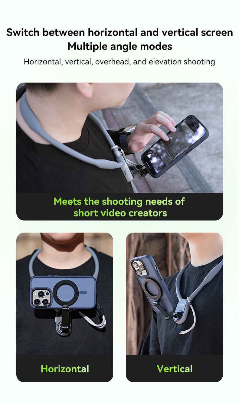 Support de Cou Magnétique TELESIN pour Smartphone – Vidéo POV Mains Libres