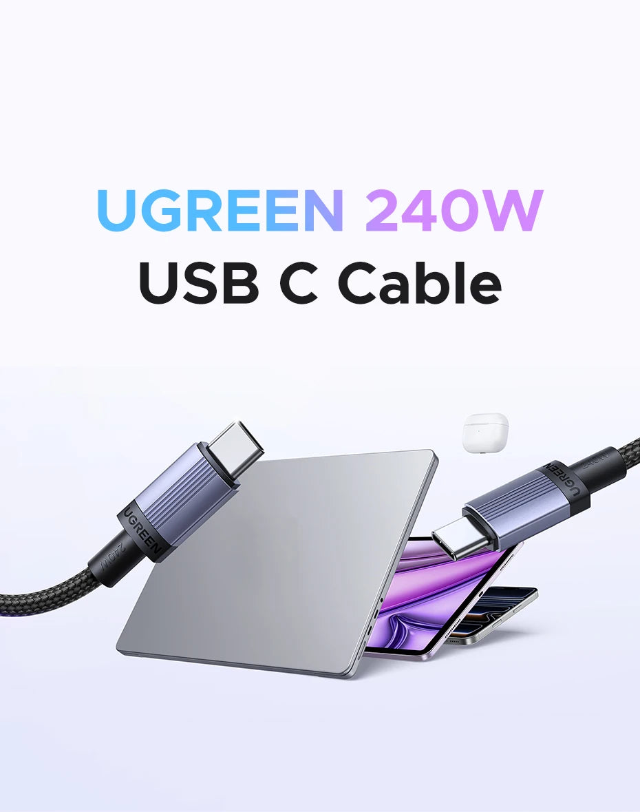 Câble UGREEN USB‑C vers USB‑C 240W – Charge Rapide PD 3.1 100W/240W